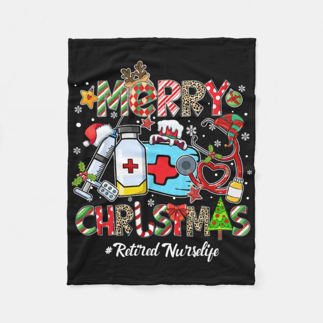 Merry Christmas Retired Nurse Life Men Women Xmas  Fleece Blanket (Front)