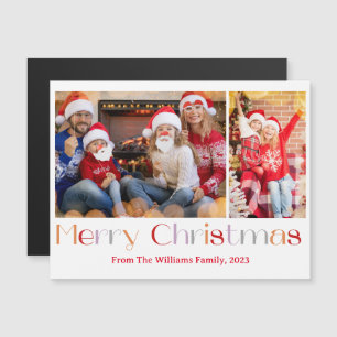 merry christmas retro calligraphy 2 photos magnet