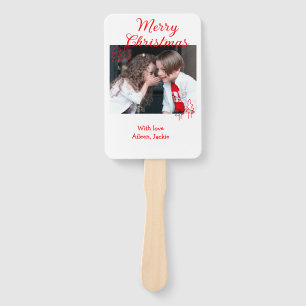 Merry Christmas retro Christmas tree kids photo na Hand Fan