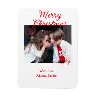 Merry Christmas retro Christmas tree kids photo na Magnet