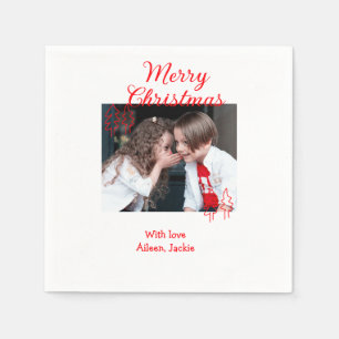 Merry Christmas retro Christmas tree kids photo na Napkin