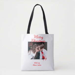Merry Christmas retro Christmas tree kids photo na Tote Bag