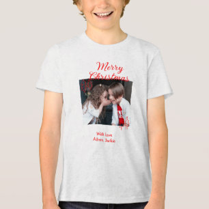 Merry Christmas retro Christmas tree kids photo na Tri-Blend Shirt