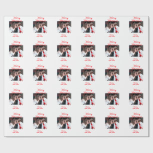 Merry Christmas retro Christmas tree kids photo na Wrapping Paper