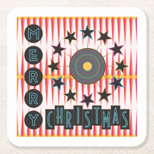 Merry Christmas Retro Coasters