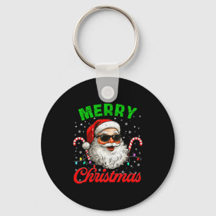 Merry Christmas Retro Cool Santa Candy Cane Xmas M Key Ring