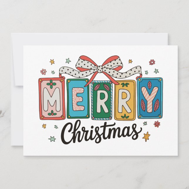 Merry Christmas Retro Coquette Bow Girly Holiday (Front)