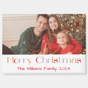 merry christmas retro fun script holiday photo magnet