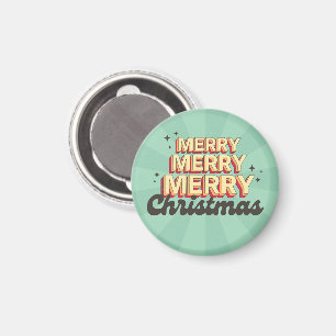 Merry Christmas retro groovy 3d design text Magnet
