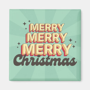 Merry Christmas retro groovy text seasonal Magnet