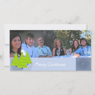 Merry Christmas Retro Lime Trees Family Photo Card