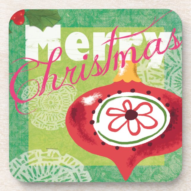 Merry Christmas Retro look Coasters (Front)