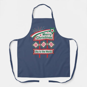 Merry Christmas Retro Marquee – Joy to the World Apron