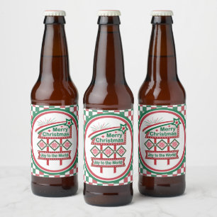 Merry Christmas Retro Marquee – Joy to the World Beer Bottle Label