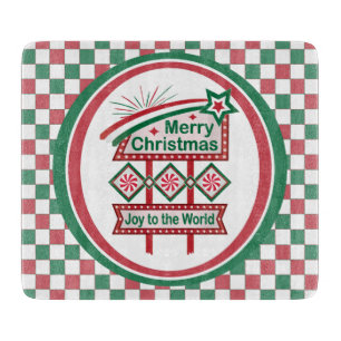 Merry Christmas Retro Marquee – Joy to the World Cutting Board