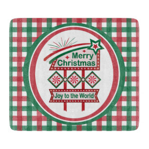 Merry Christmas Retro Marquee – Joy to the World Cutting Board