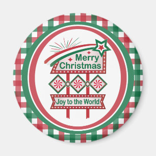 Merry Christmas Retro Marquee – Joy to the World Magnet