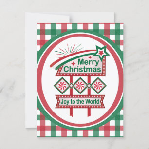 Merry Christmas Retro Marquee – Joy to the World Postcard