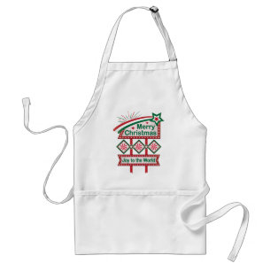 Merry Christmas Retro Marquee – Joy to the World Standard Apron