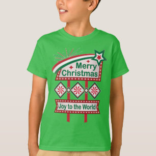Merry Christmas Retro Marquee – Joy to the World T-Shirt