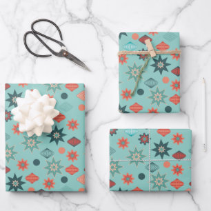 Merry Christmas Retro Mid Century Modern Wrapping Paper Sheet