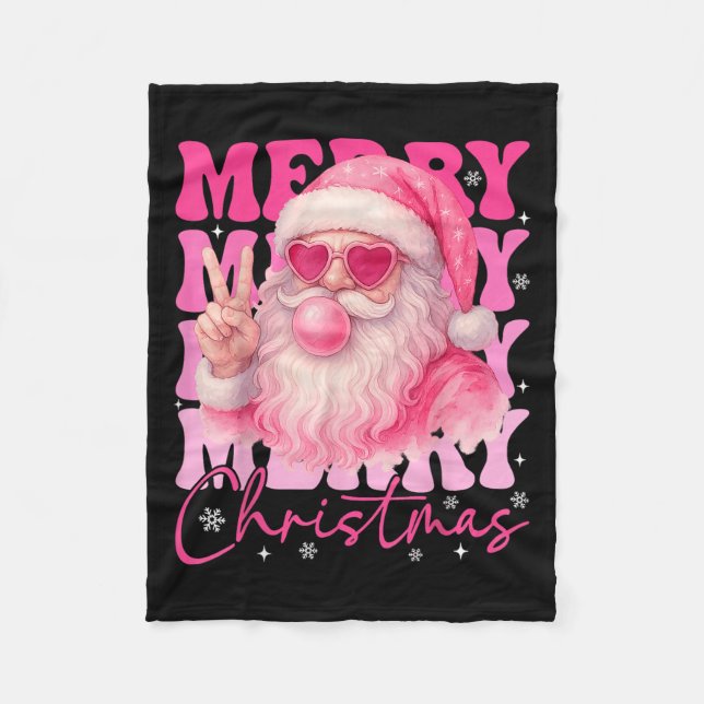 Merry Christmas Retro Nk Santa Bubblegum Xmas Holi Fleece Blanket (Front)
