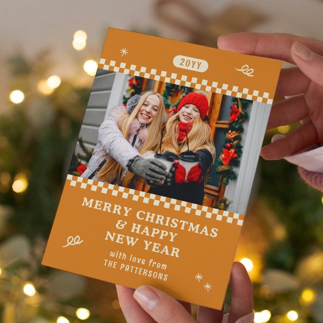 Merry Christmas Retro Orange Photo Personalised (Creator Uploaded)