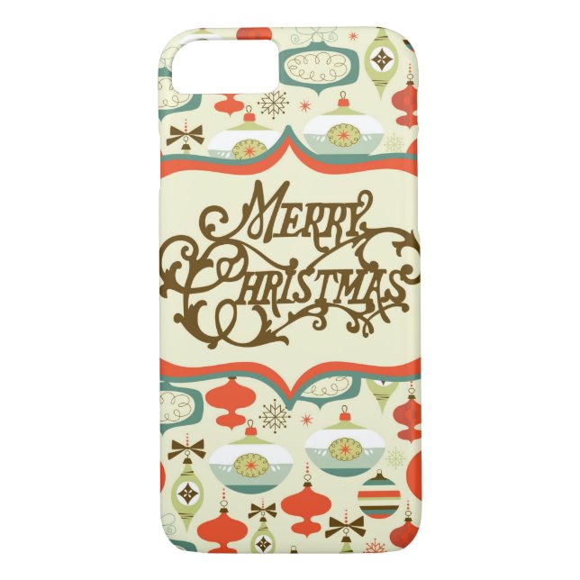 Merry Christmas Retro Ornament Design Case-Mate iPhone Case (Back)