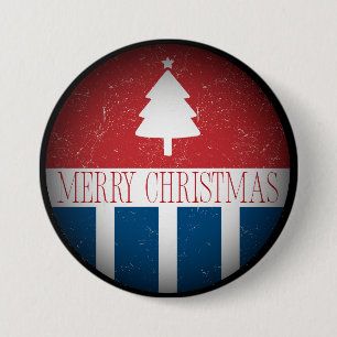 Merry Christmas Retro Patriotic  7.5 Cm Round Badge