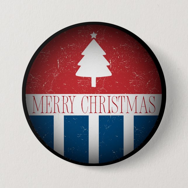 Merry Christmas Retro Patriotic  7.5 Cm Round Badge (Front)