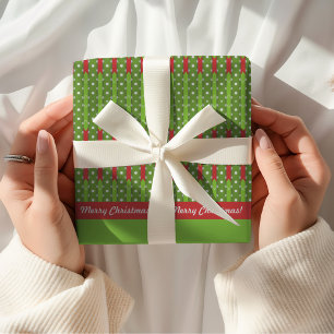 Merry Christmas   Retro Red Green Wrapping Paper