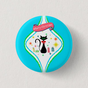 Merry Christmas Retro Siamese Cat  3 Cm Round Badge