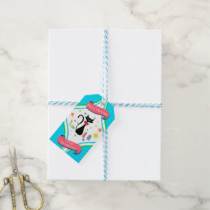 Merry Christmas Retro Siamese Cat Name Gift Tags