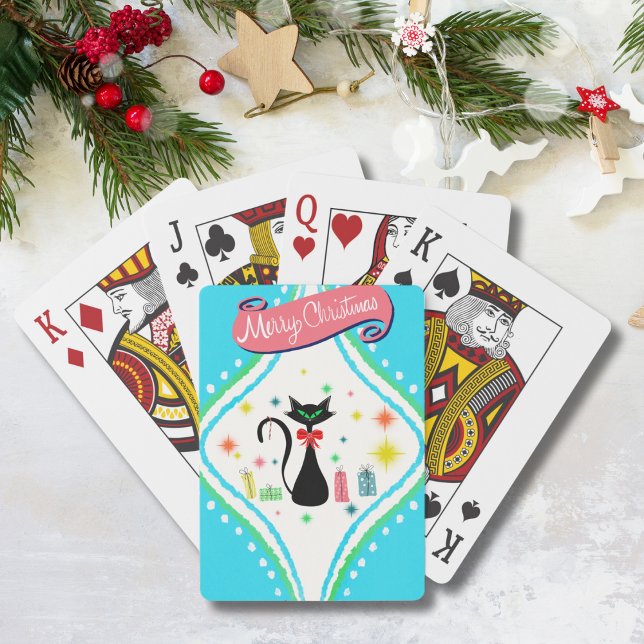 Merry Christmas Retro Siamese Cat Playing Cards (Creator Uploaded)