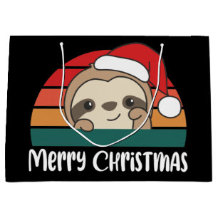 Merry Christmas Retro Sloth Christmas Large Gift B Bag