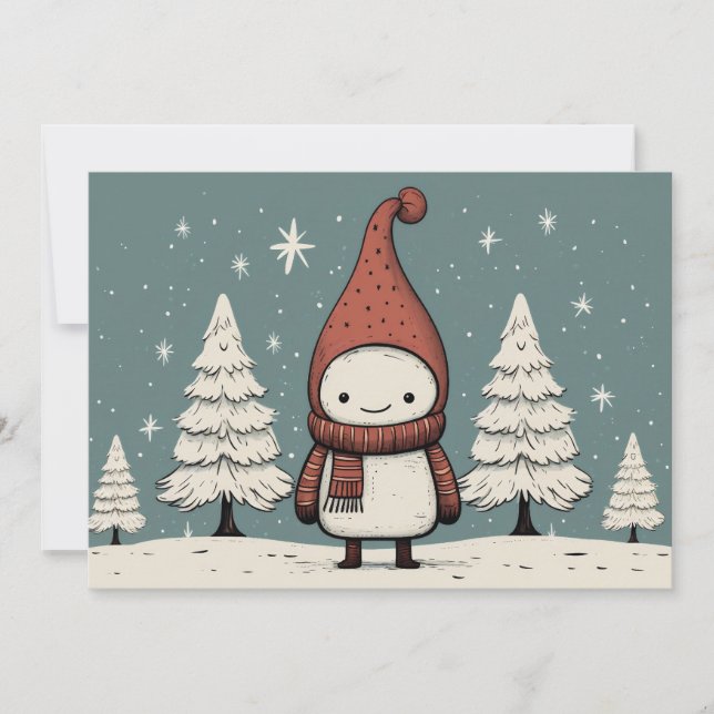 Merry Christmas Retro Snowman Holiday Card (Front)