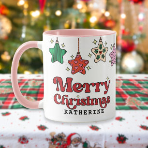 Merry Christmas Retro Star Ornaments Custom Mug