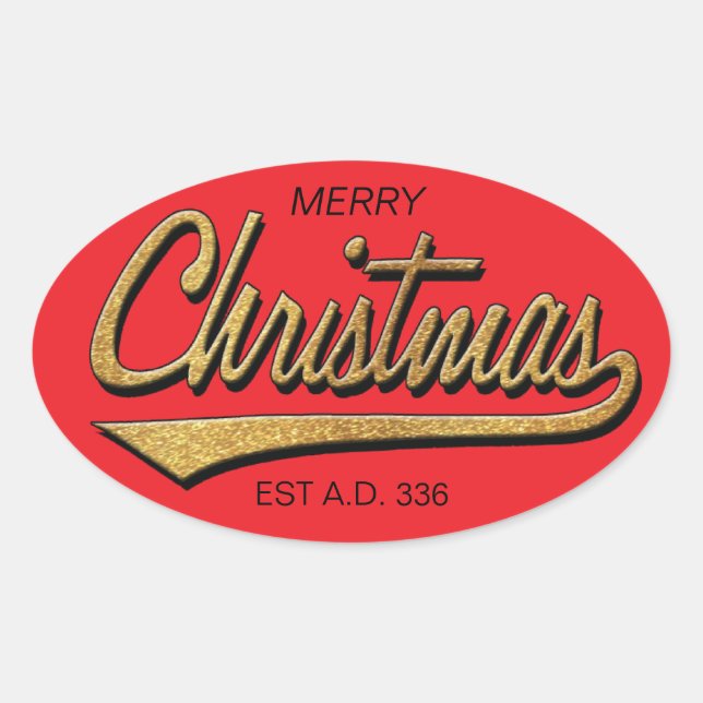 Merry Christmas Retro Stickers OVAL (Front)