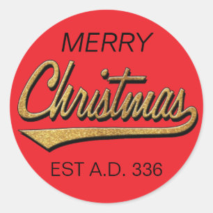 Merry Christmas Retro Stickers Round