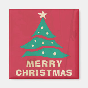 Merry Christmas Retro Tree Magnet