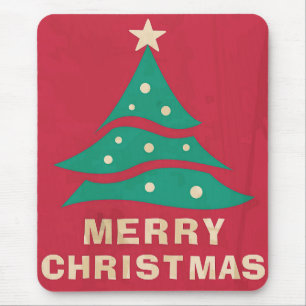 Merry Christmas Retro Tree Mouse Mat