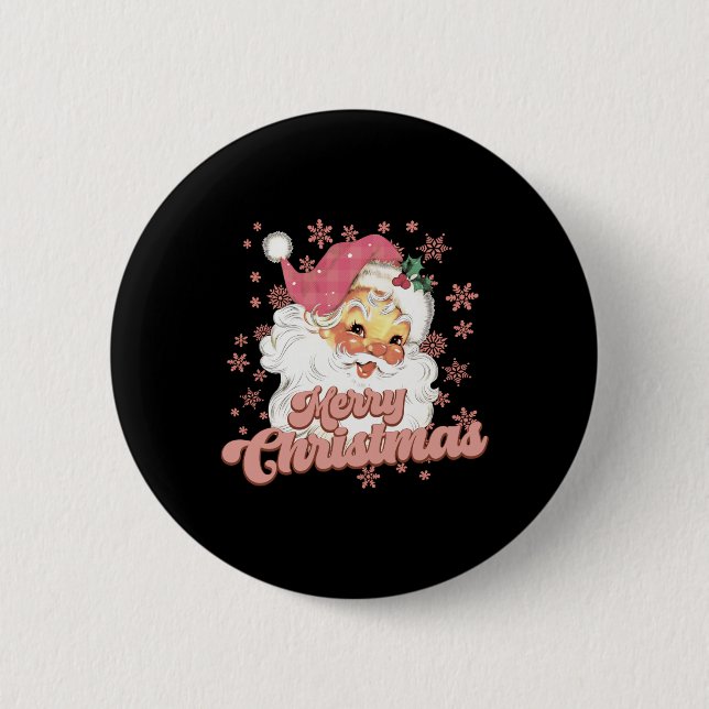 Merry Christmas Retro Tygraphy Santa Nk Hat T Shir 6 Cm Round Badge (Front)