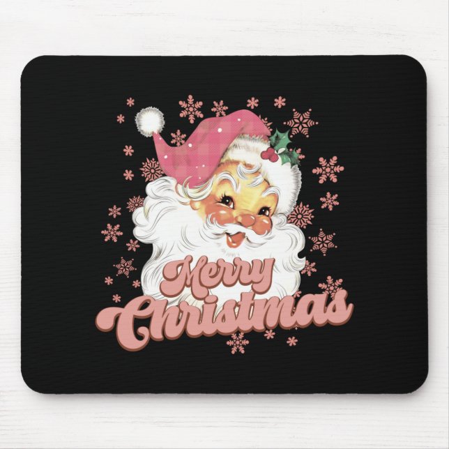 Merry Christmas Retro Tygraphy Santa Nk Hat T Shir Mouse Mat (Front)