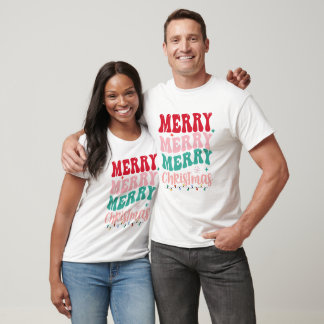 Merry Christmas Retro Typography Christmas T-Shirt