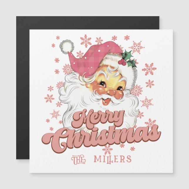 Merry Christmas Retro Typography Santa Pink Hat (Front/Back)