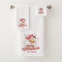 Merry Christmas Retro Typography Santa Pink Hat