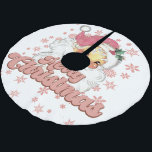 Merry Christmas Retro Typography Santa Pink Hat Brushed Polyester Tree Skirt<br><div class="desc">Merry Christmas pink retro typography with a Santa Claus with a pink hat.</div>