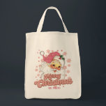 Merry Christmas Retro Typography Santa Pink Hat Tote Bag<br><div class="desc">Merry Christmas pink retro typography with a santa claus with a pink hat.</div>