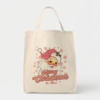 Merry Christmas Retro Typography Santa Pink Hat