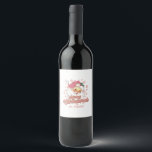 Merry Christmas Retro Typography Santa Pink Hat Wine Label<br><div class="desc">Merry Christmas pink retro typography with a santa claus with a pink hat.</div>